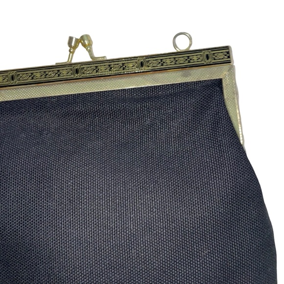 Vintage 1950’s Floral Petite-Point Snap Clutch Tapestry Embroidery Pattern Metal - Picture 9 of 14